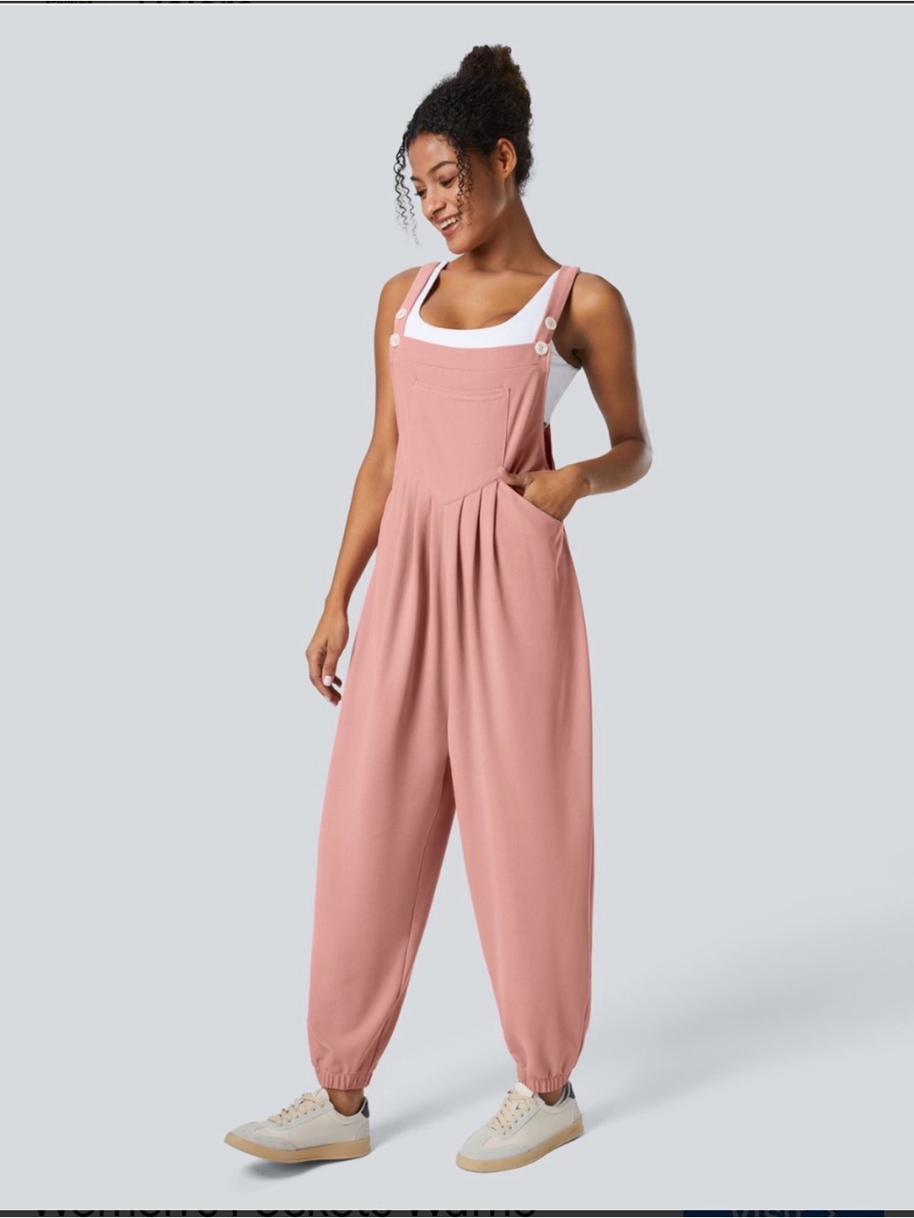 Halara Pockets Waffle Casual Jogger Overalls
